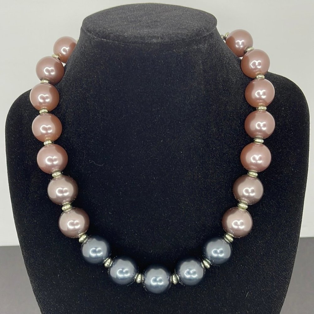 Beaded Pink | Grey  Necklace
